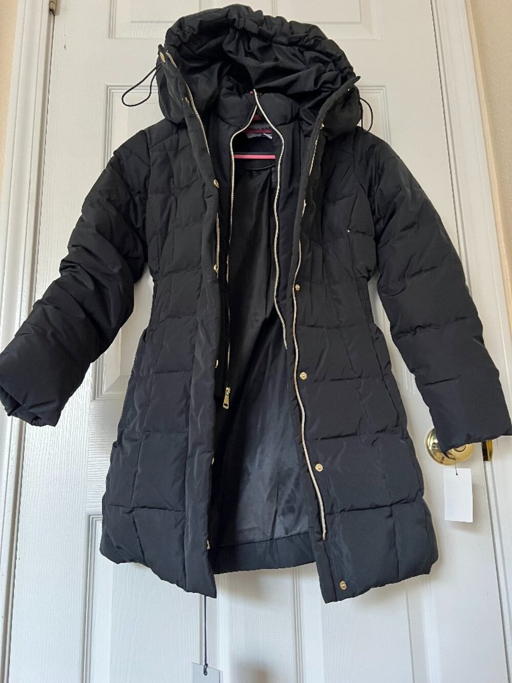 Cole Haan Signature Asymmetrical Pillow Collar Down Puffer Coat Black XXS NWT